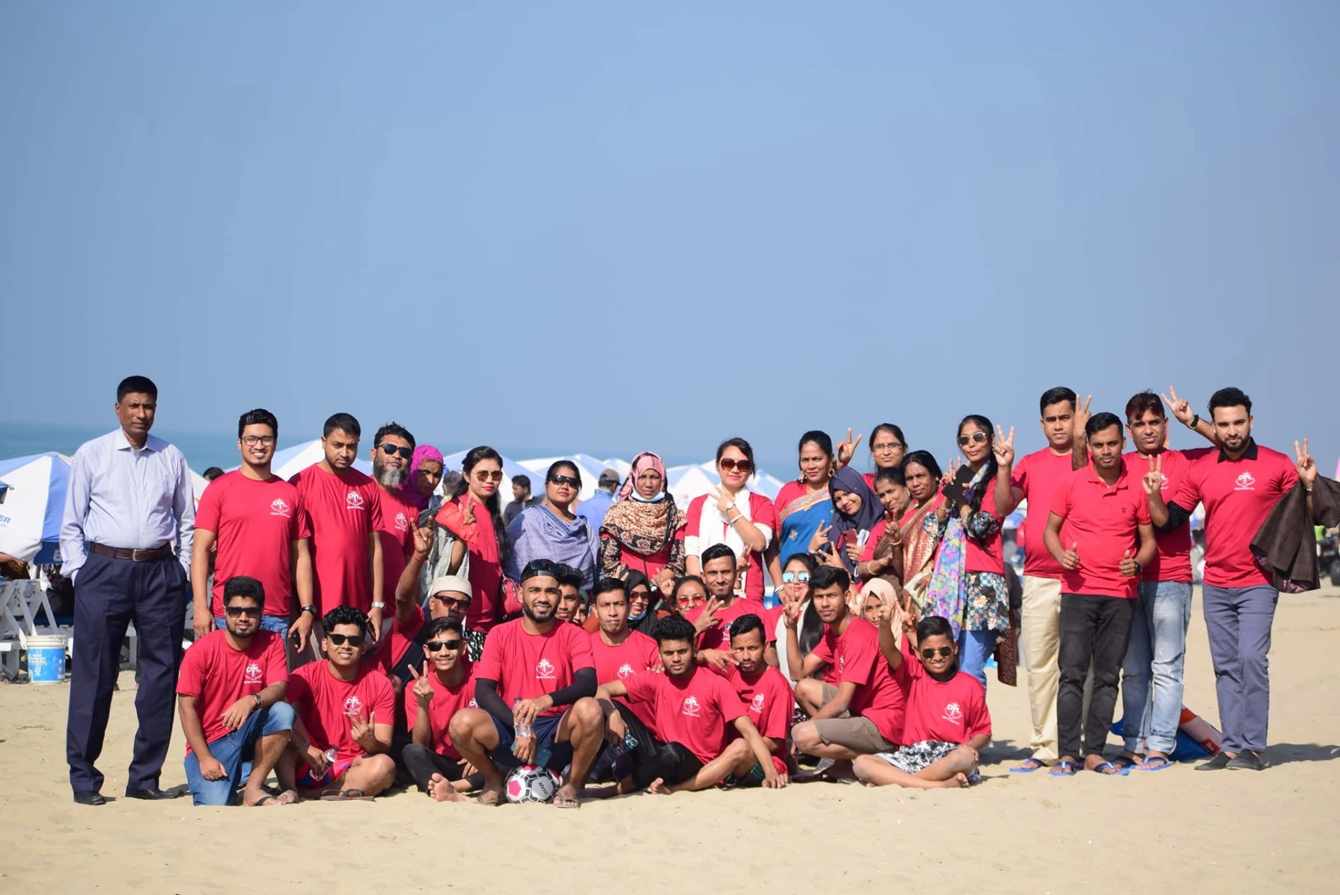 Hospital staff team outing at the beach